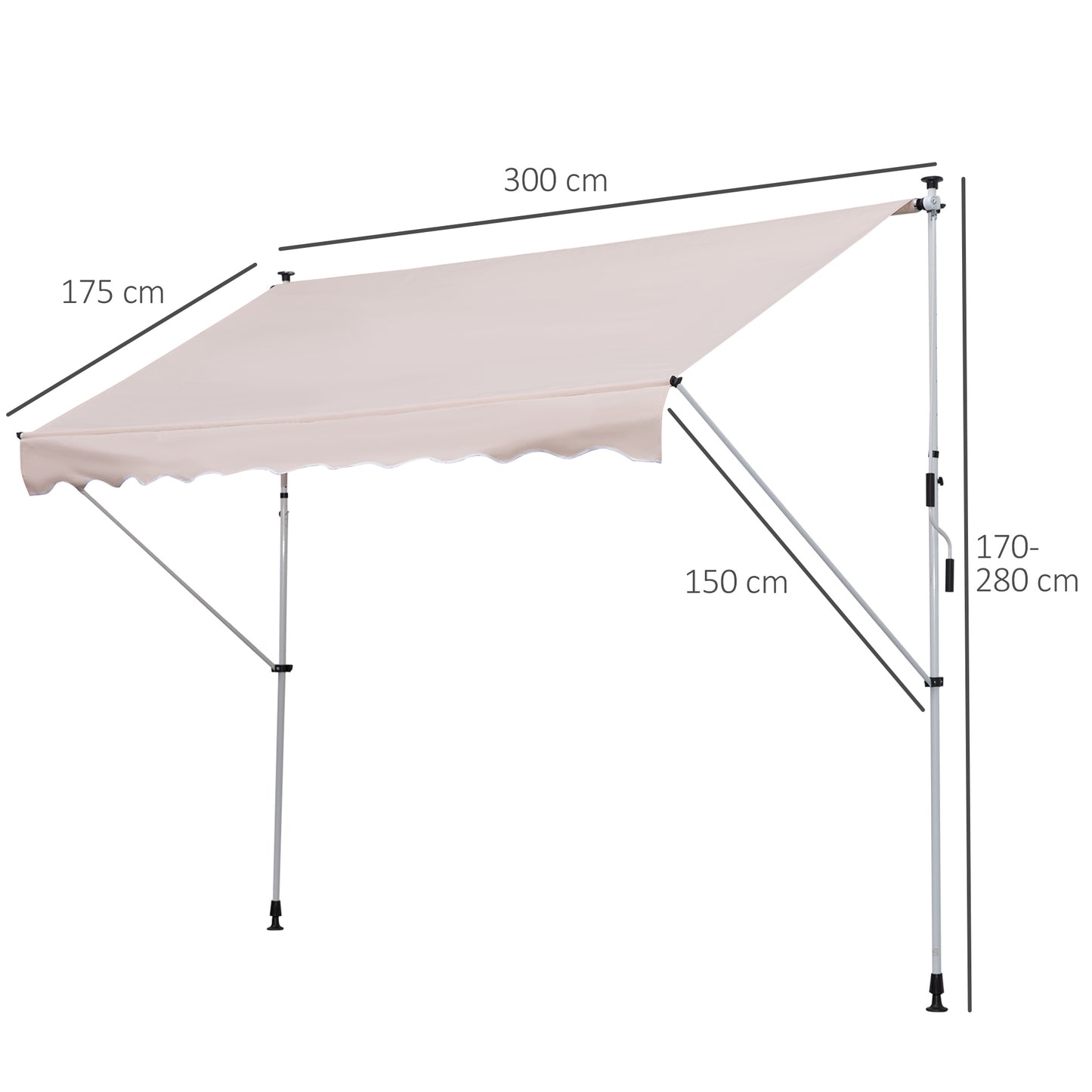 Outsunny 3x1.5m Adjustable Outdoor Aluminium Frame Awning Beige