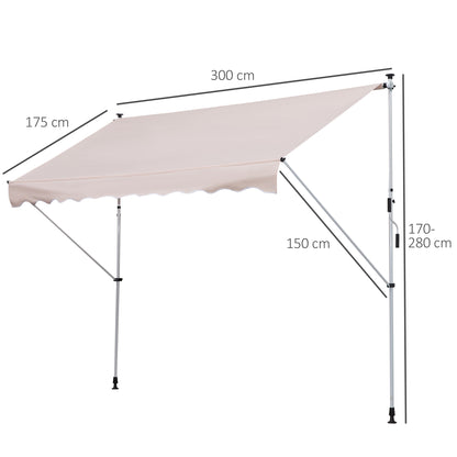 Outsunny 3x1.5m Adjustable Outdoor Aluminium Frame Awning Beige