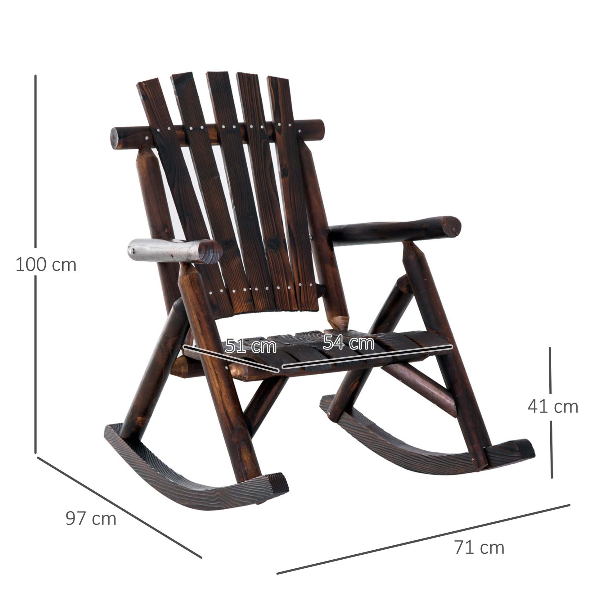 Outsunny Outdoor Fir Wood Rustic Patio Adirondack Rocking Chair Traditional Rustic Style & Pure Comfort