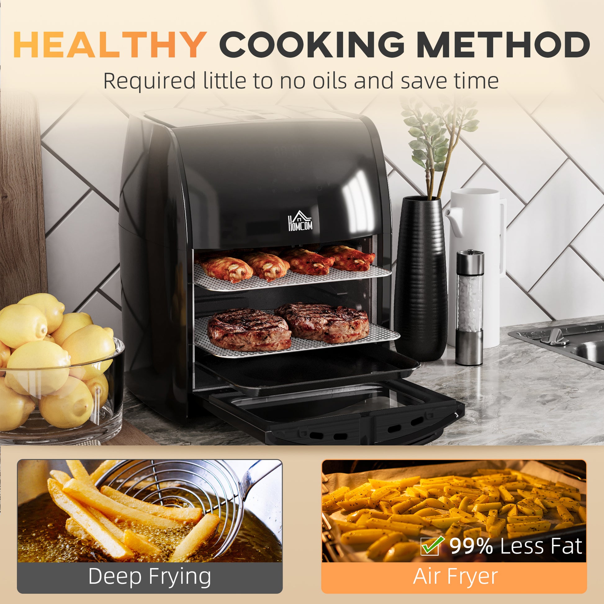 Homcom 12L 8 in 1 Digital Air Fryer Oven with Air Fry