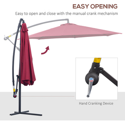 Outsunny 3M Water Resistant Terylene Hanging Parasol Wine Red