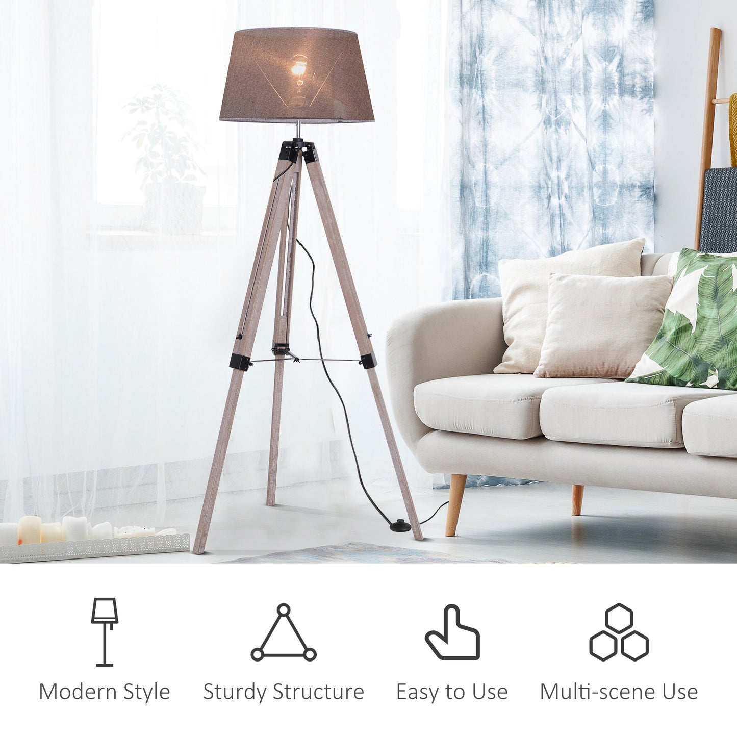 Homcom Tripod Floor Lamps for Living Room Bedroom