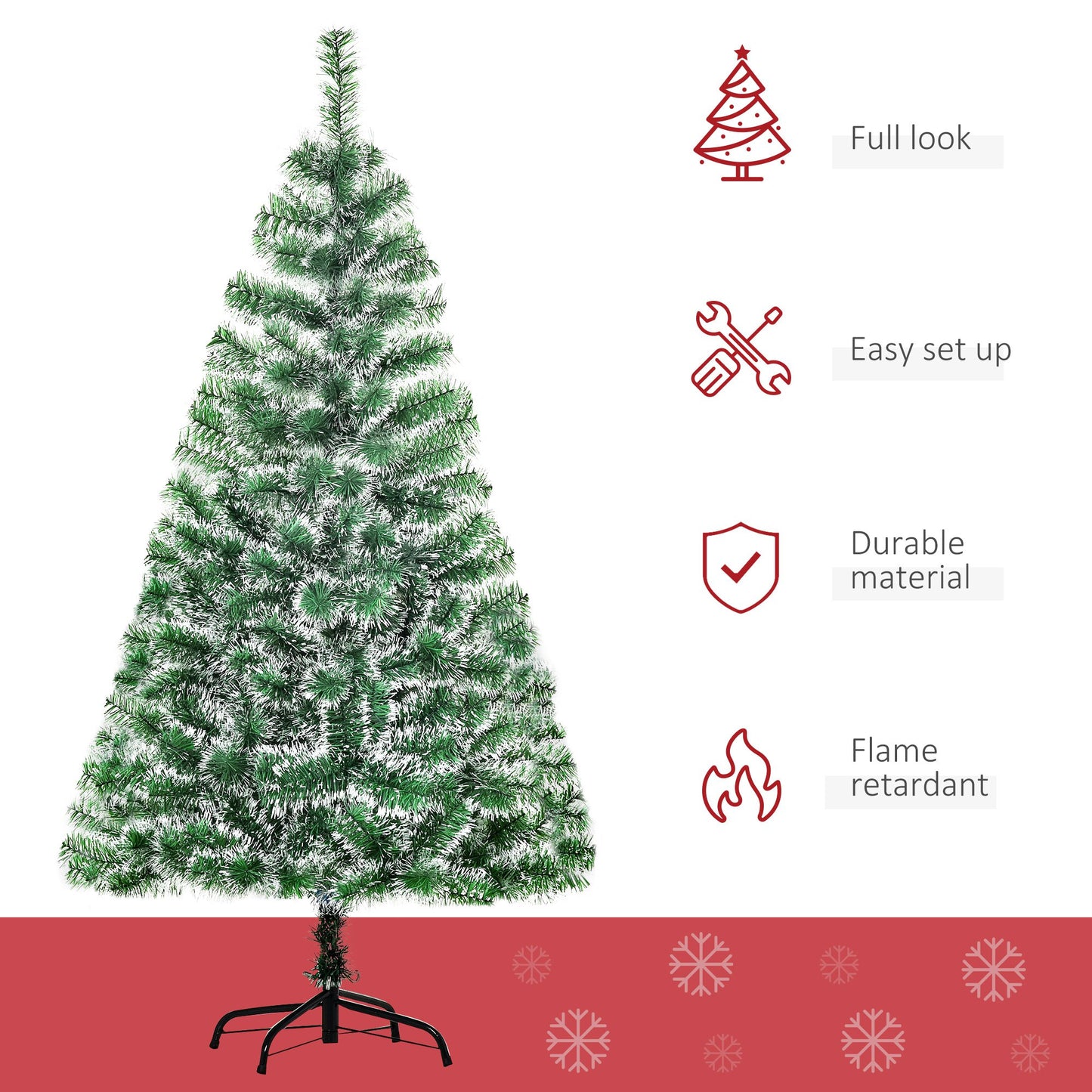 Homcom 5FT Indoor Christmas Tree Artificial Decoration Xmas Gift with Metal Stand Branch Tips