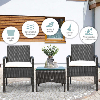 Outsunny 2 Seater Rattan Bistro Set Steel-Brown