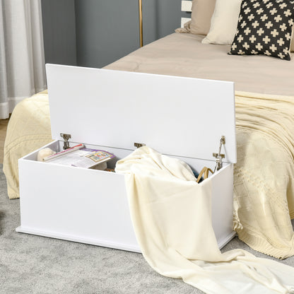 Homcom Wooden Storage Box Clothes Toy Chest Bench Seat Ottoman Bedding Blanket Trunk Container with Lid - White