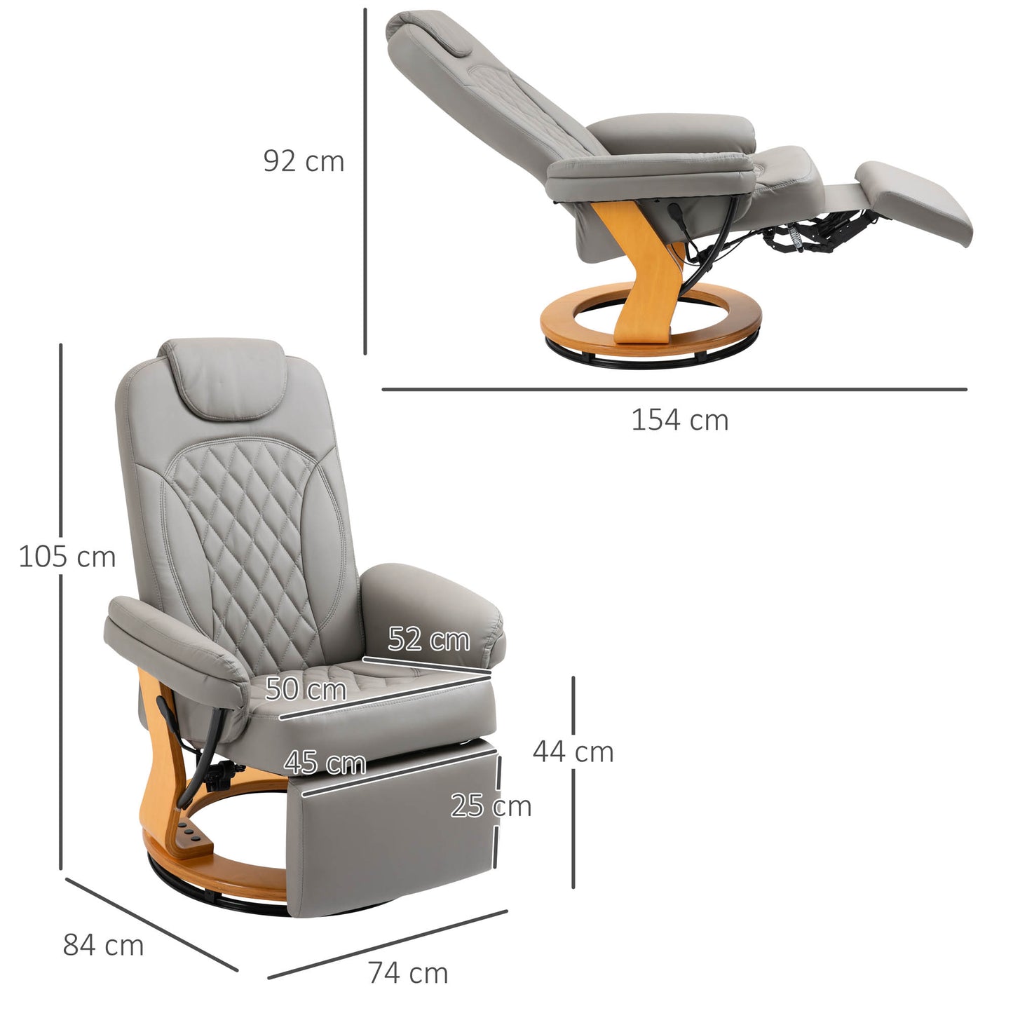 Homcom PU Recliner Chair with Footrest