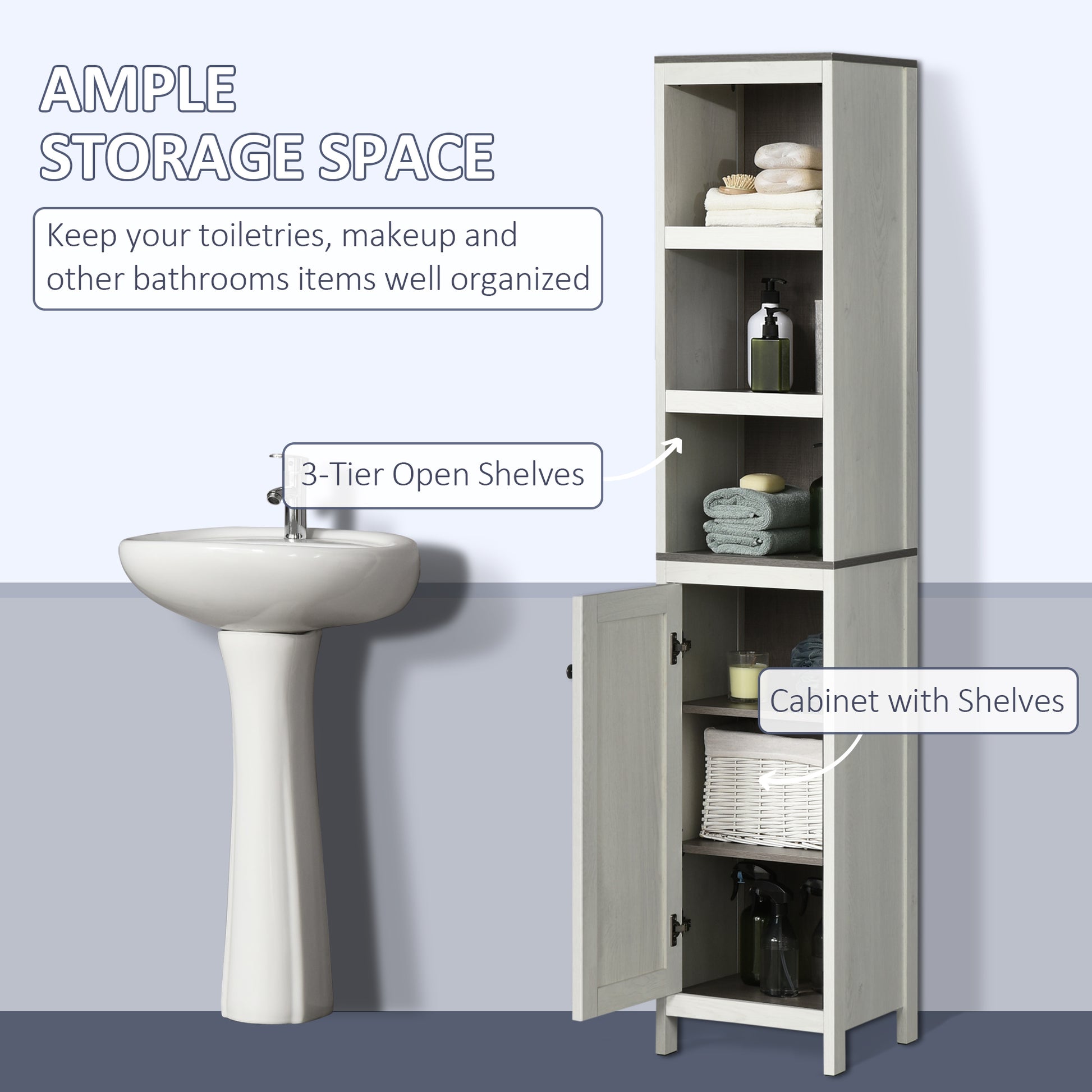 kleankin Tall Bathroom Storage Cabinet