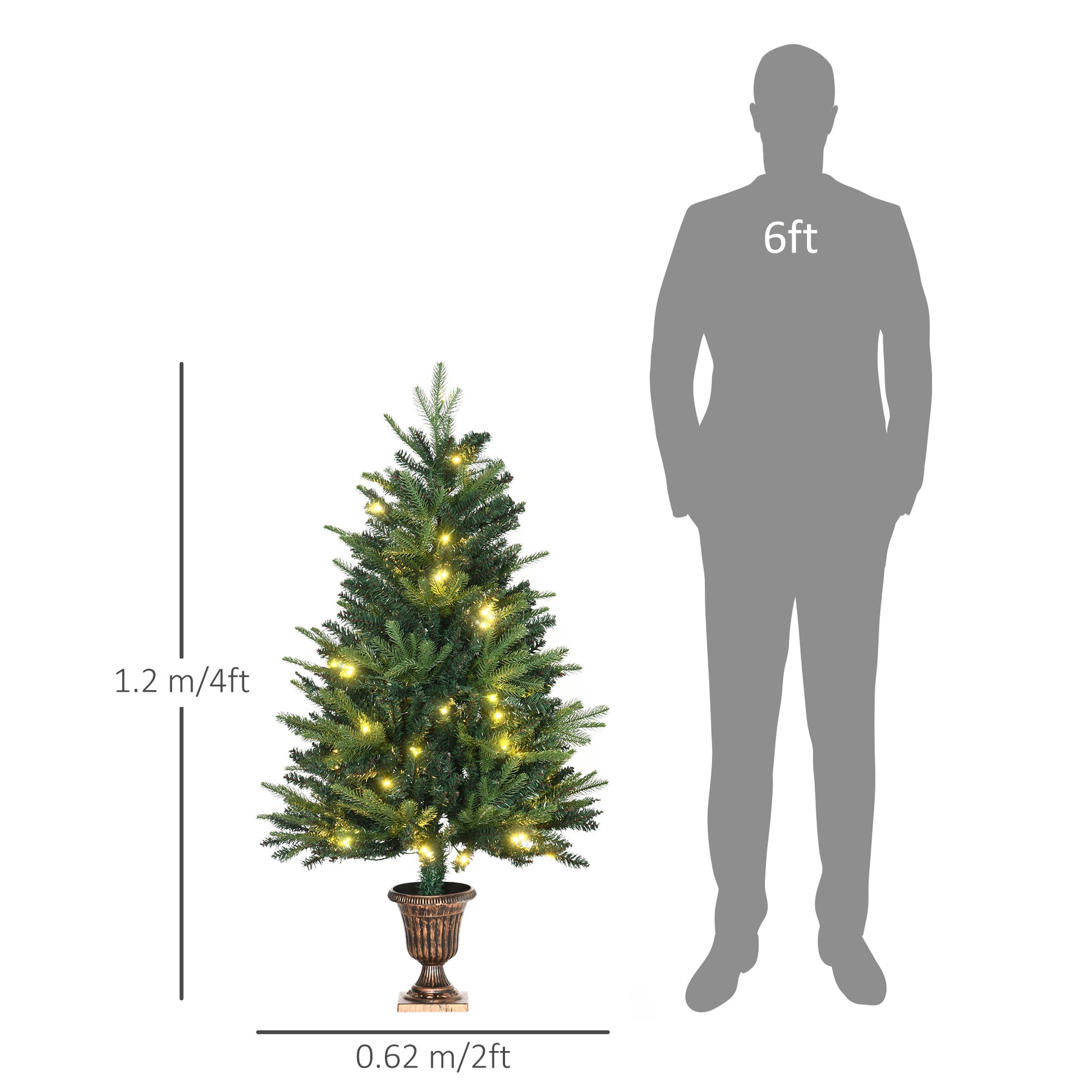 Homcom 4FT Pre-Lit Artificial Christmas Spruce Tree