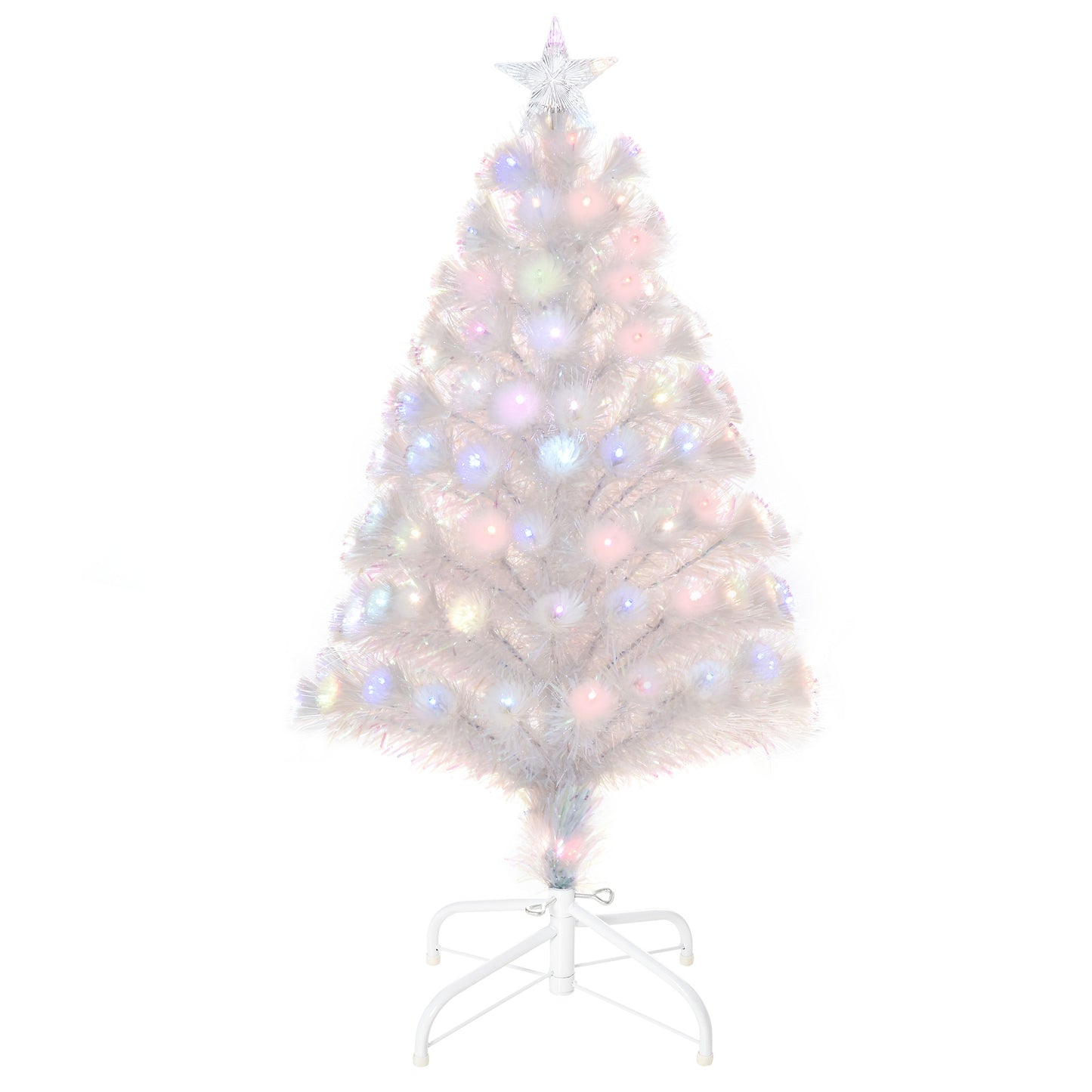 Homcom 3FT Prelit Artificial Christmas Tree with Fibre Optic LED Lights Holiday Home Xmas Decoration