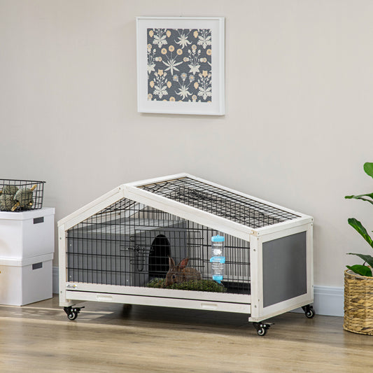 PawHut Rabbit Hutch with Water Bottle