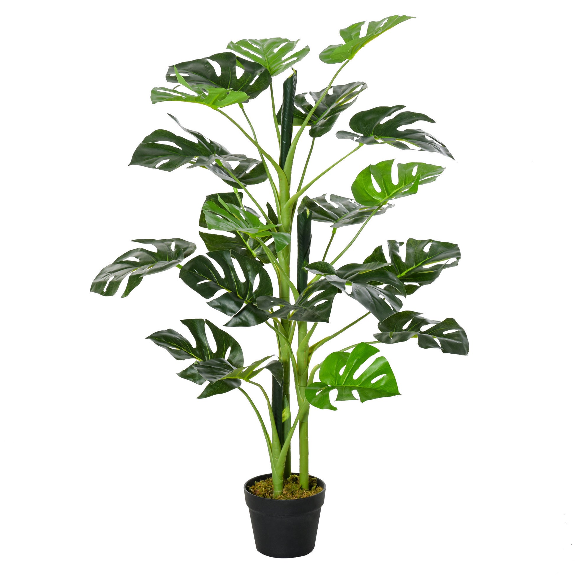 Outsunny 100cm/3.3FT Artificial Monstera Tree Decorative Cheese Plant 21 Leaves with Nursery Pot