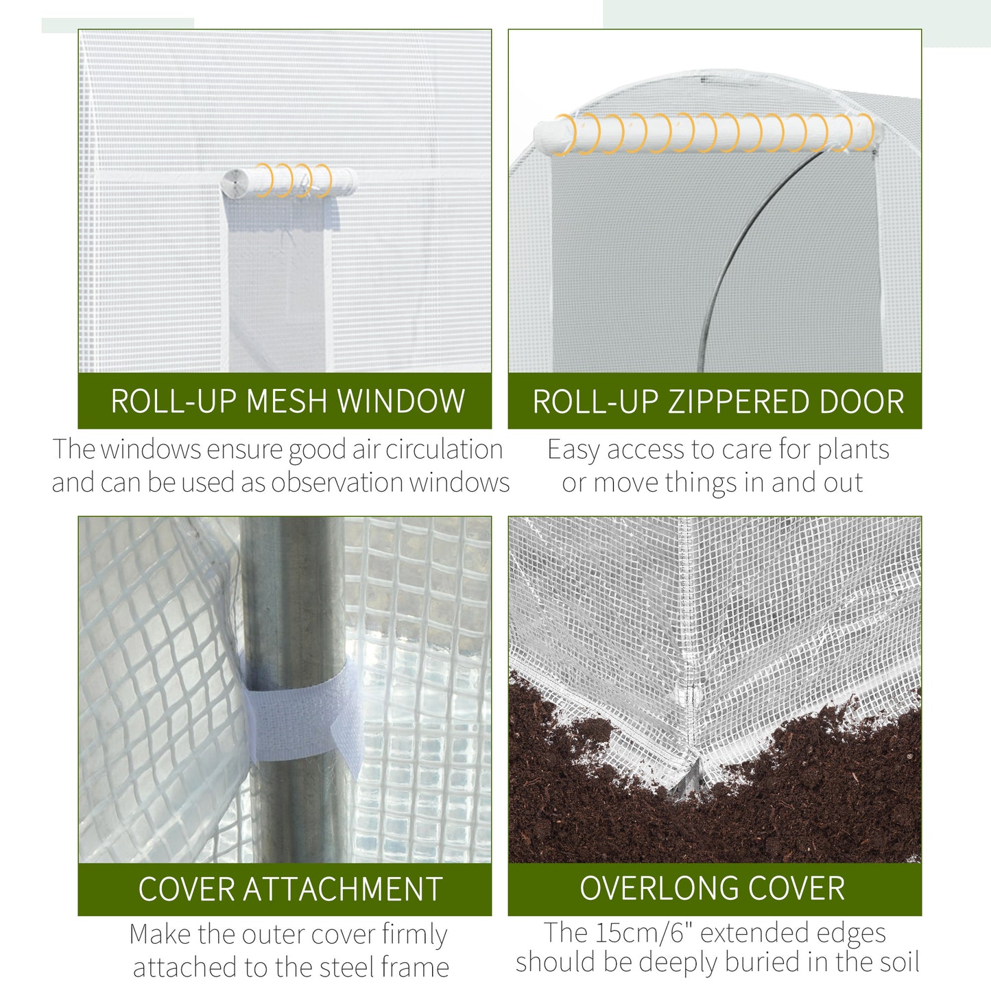 Outsunny 4.5Lx2Wx2H M Walk-In Greenhouse-White