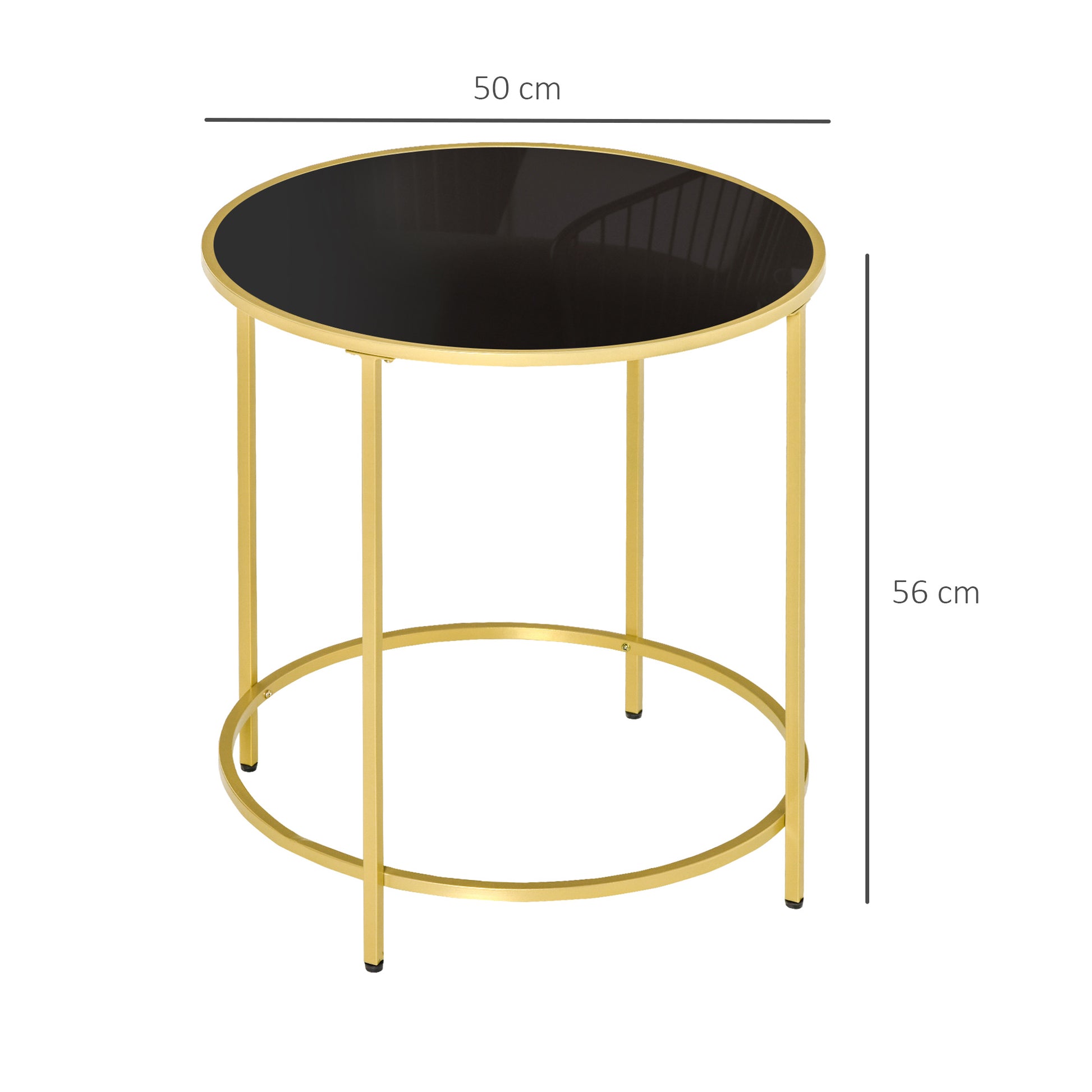 Homcom Round Side Table Morden Coffee Tables with Gold Metal Base