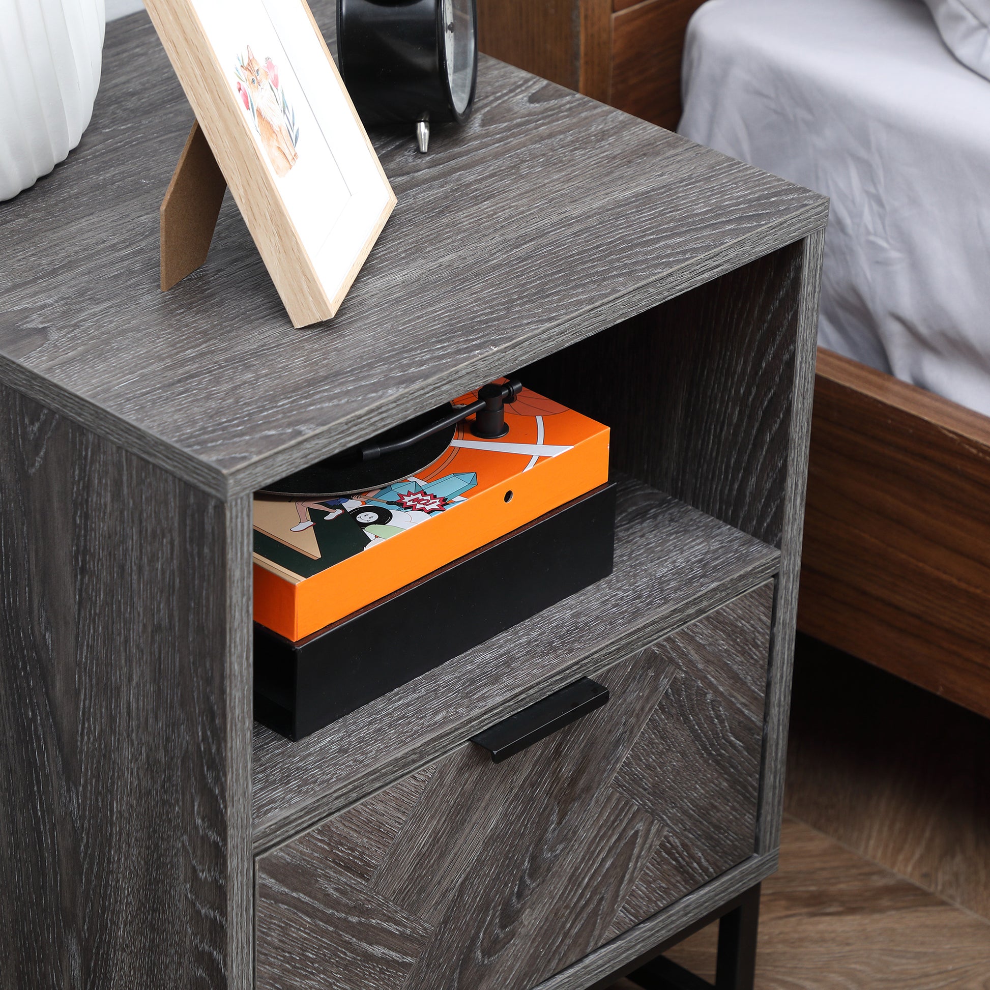 Homcom Bedside Table with Drawer and Shelf