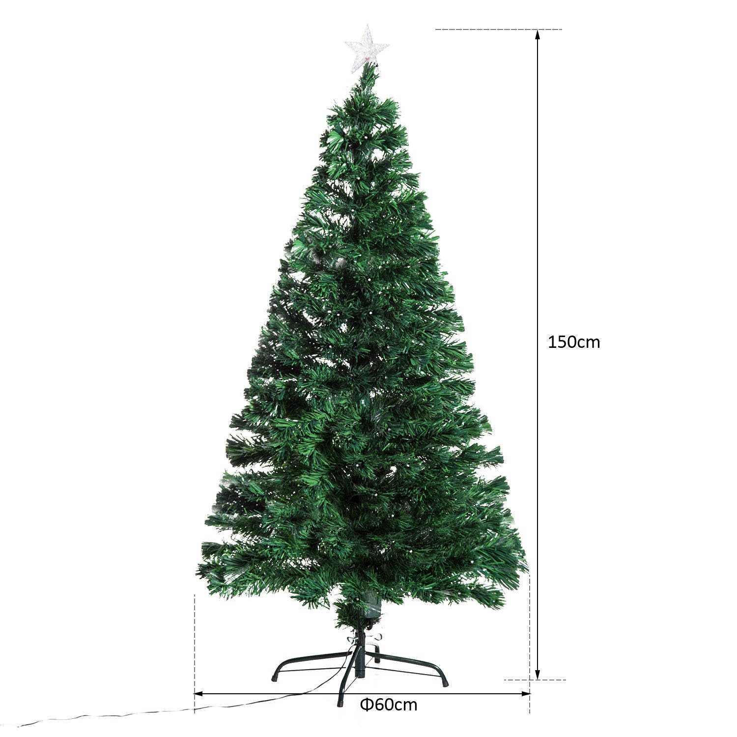 Homcom 5FT Prelit Artificial Christmas Tree with Multi-Coloured Fibre Optic LED Light