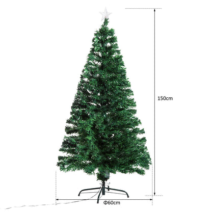 Homcom 5FT Prelit Artificial Christmas Tree with Multi-Coloured Fibre Optic LED Light