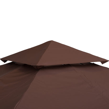 Outsunny 3x3 m Double-Tier Canopy Top Replacement-Coffee