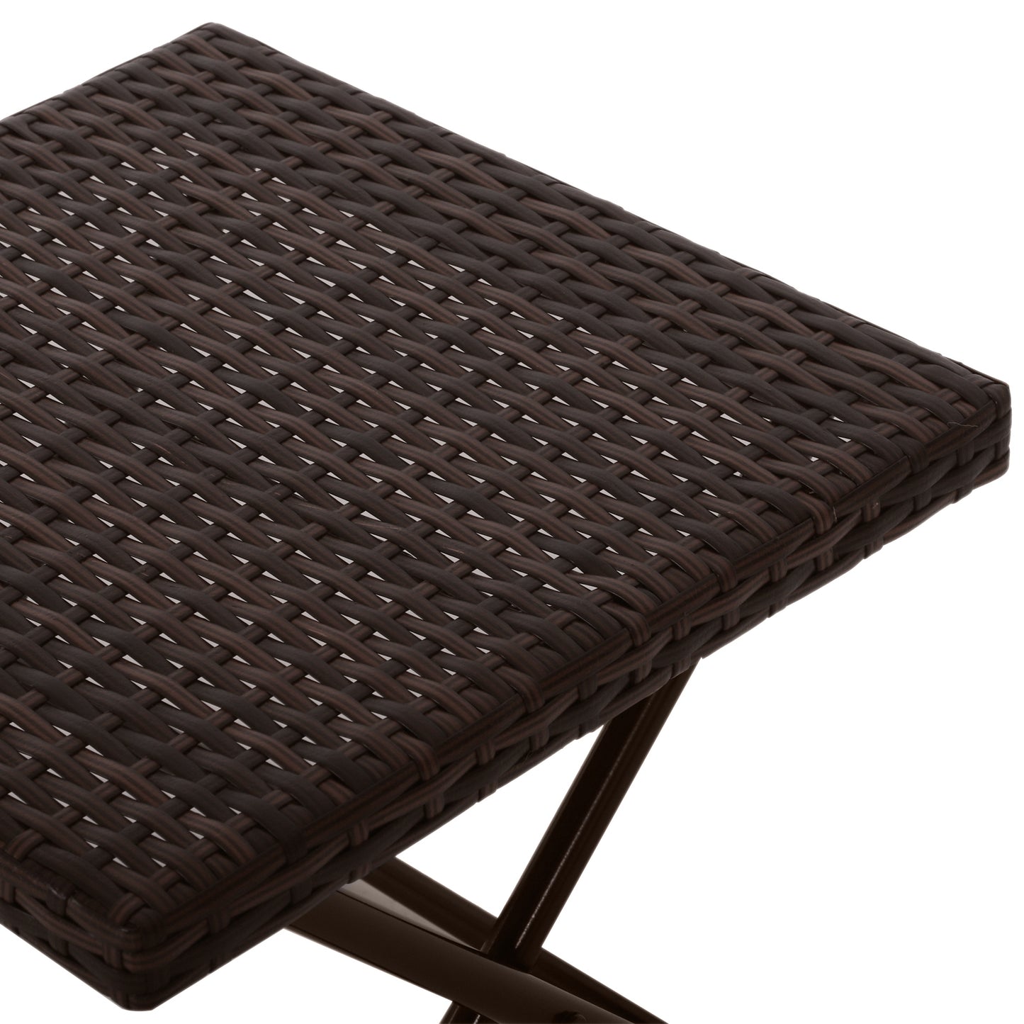 Outsunny Square PE Wicker Rattan Folding Table - Brown