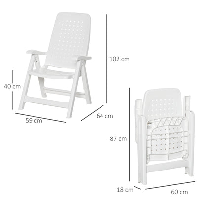 Outsunny 2 Piece Folding Dining Chairs w/ 4-Position Backrest for Outdoor Events