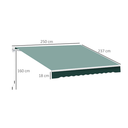 Outsunny Manual Retractable Awning 2.5X2 M-Dark Green