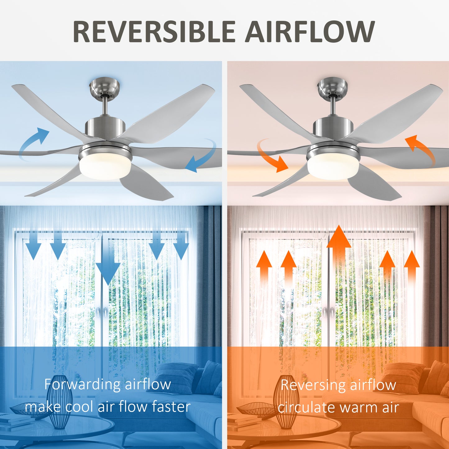 Homcom Reversible Ceiling Fan with Light