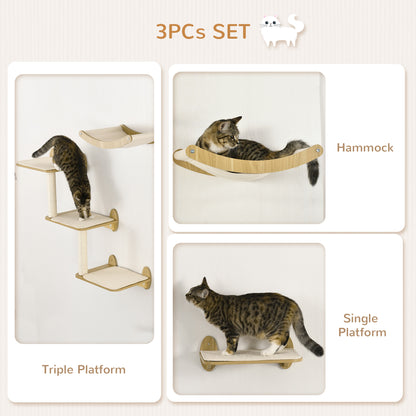 PawHut 3PCs Wall Mounted Cats Shelves