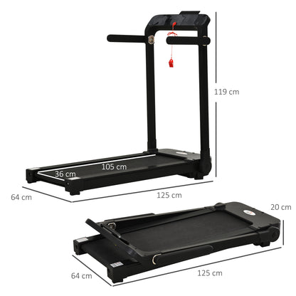 Homcom 600W Foldable Steel Motorised Treadmill Running Machine w/ LCD Monitor Black