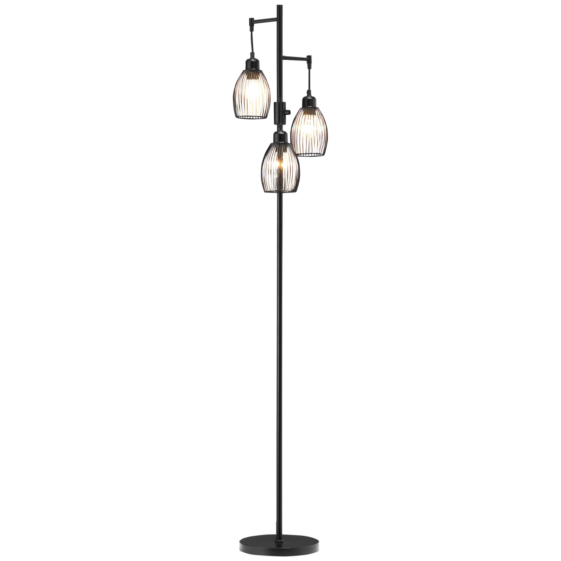 Homcom 170cm Industrial 3-Light Floor Lamp