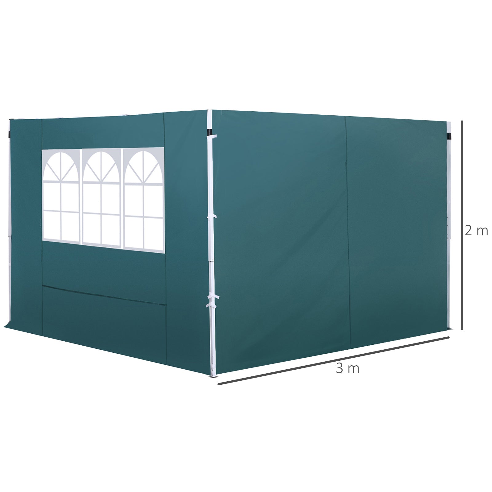 Outsunny 3 Meters Gazebo Replaceable Exchangeable Side Panel Wall Panels Walls With Window 3 colours (Green)