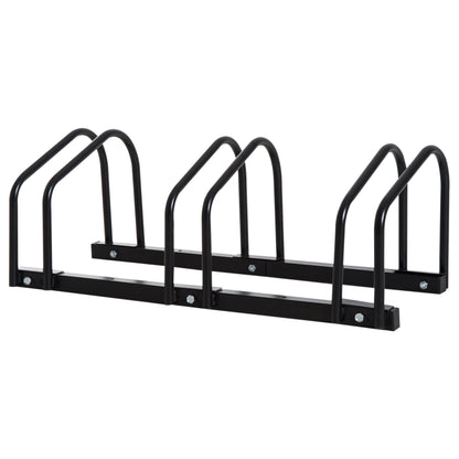 Homcom Bike Stand Parking Rack Floor or Wall Mount Bicycle Cycle Storage Locking Stand 76L x 33W x 27H (3 Racks