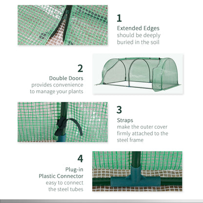 Outsunny Tunnel Greenhouse Green Grow House Steel Frame Garden Outdoor 200 x 100 x 80cm