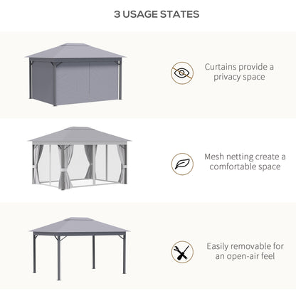 Outsunny 4 x 3(m) Patio Gazebo Canopy Garden Tent Shelter with Vented Roof