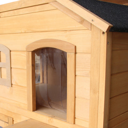 American Dream 91cm Cat House Fir Wood Natural by Pawhut