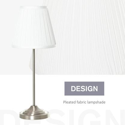 Homcom Modern Table Lamp with Pleated Fabric Lampshade and Metal Base