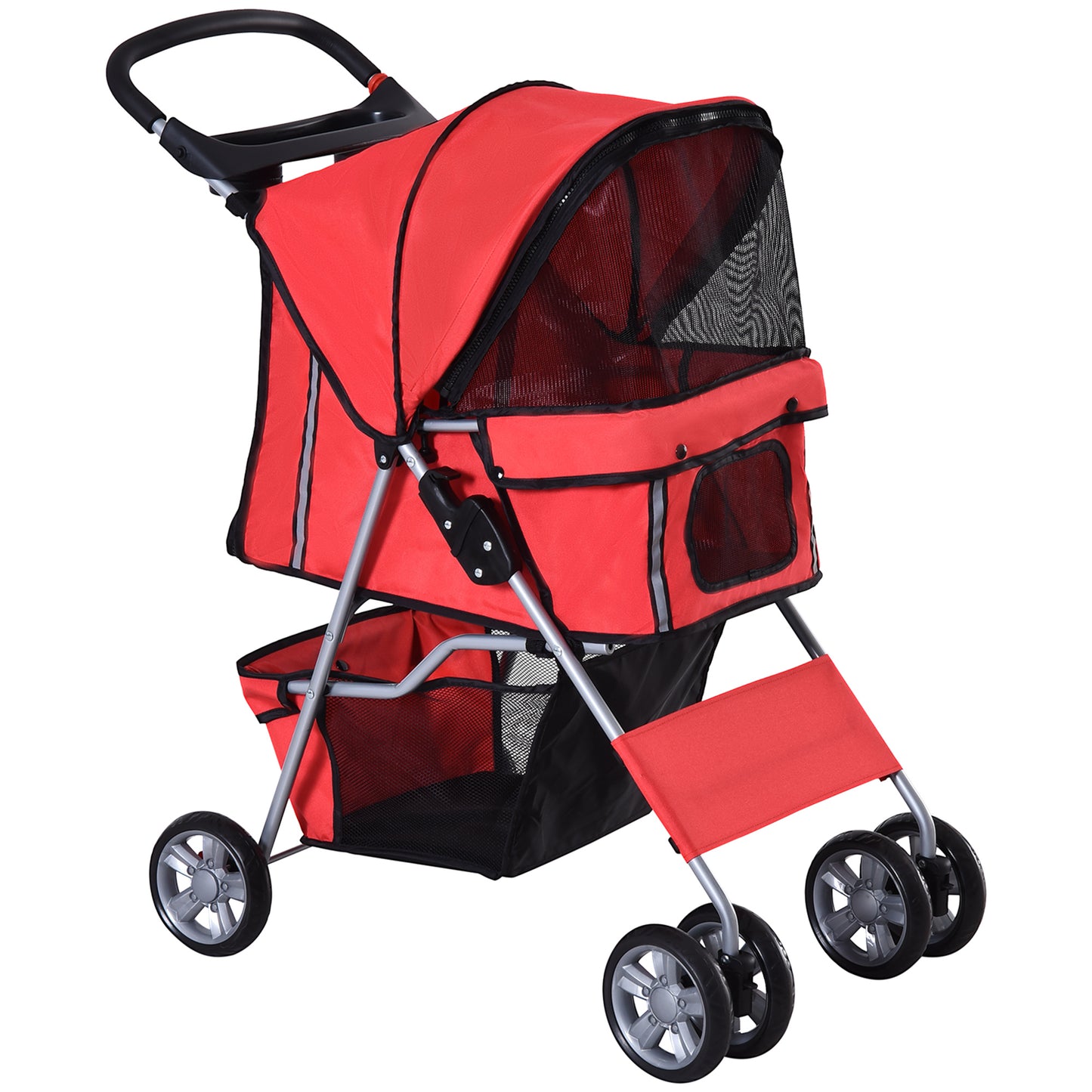 PawHut Dog Stroller Pushchair Pet 600D Oxford Cloth Pram Red - Suitable for Small Pets