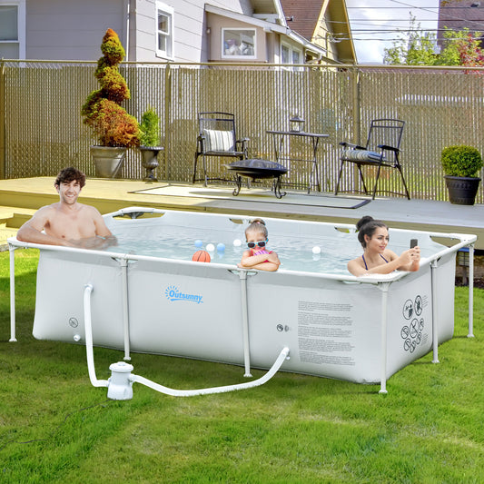 Outsunny Steel Frame Swimming Pool w/ Filter Pump and Reinforced Sidewalls Rust Resistant