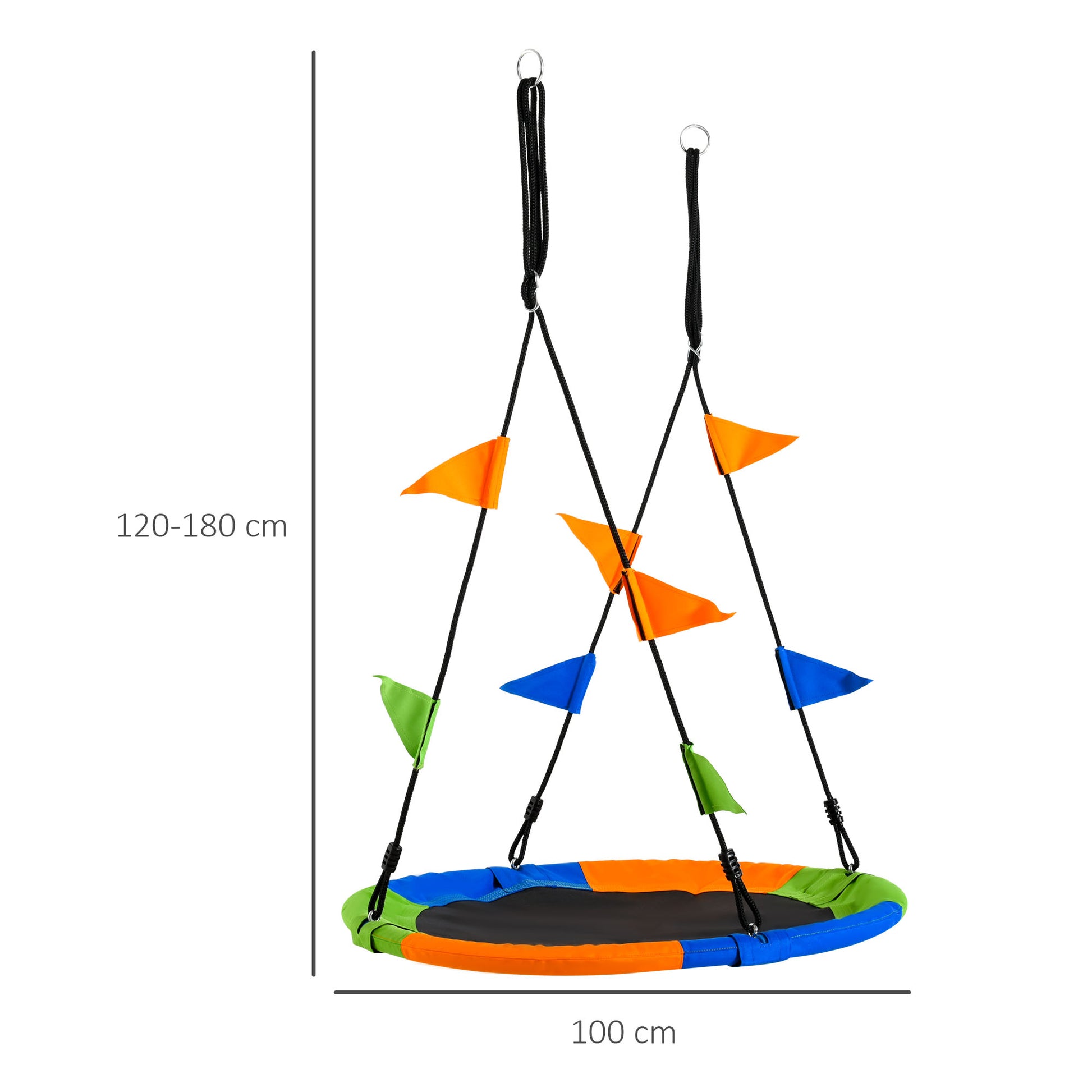 Outsunny Saucer Tree Kids Swing Set with Adjustable Rope Waterproof Seat Steel Frame Backyard