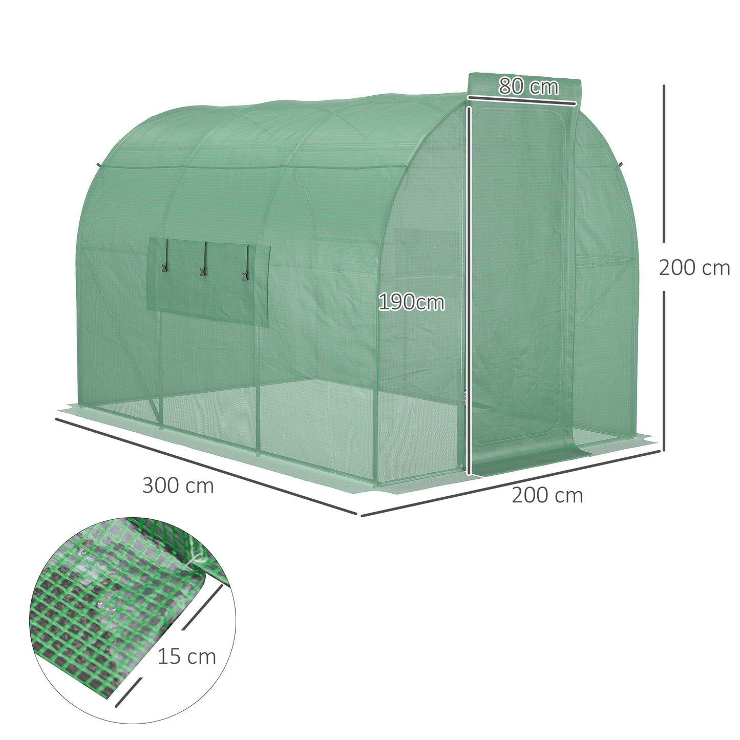 Outsunny 3 X 2M Walk-In Greenhouse With Metal Frame And Door