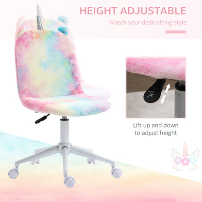 Vinsetto Fluffy Unicorn Office Chair with Mid-Back and Swivel Wheel