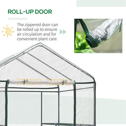 Outsunny Metal Frame Walk in Grow Herb Plant Portable Greenhouse Transparent 143 L x 143W x 195H cm