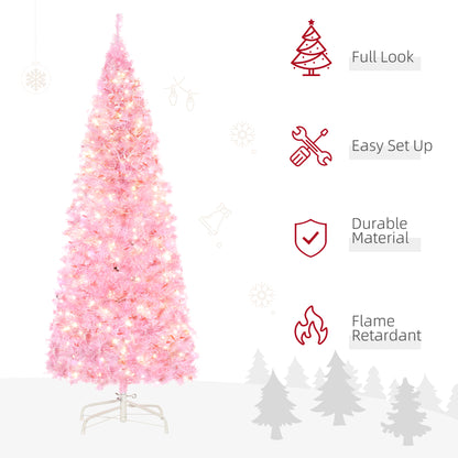 Homcom 5FT Tall Prelit Pencil Slim Artificial Christmas Tree with Realistic Branches