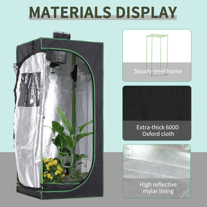 Outsunny Hydroponic Plant Grow Tent W/ Window Tool Bag