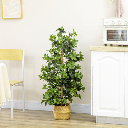 Homcom Artificial Plants Bay Leaf Laurel in Pot Fake Plants for Home Indoor Outdoor Decor