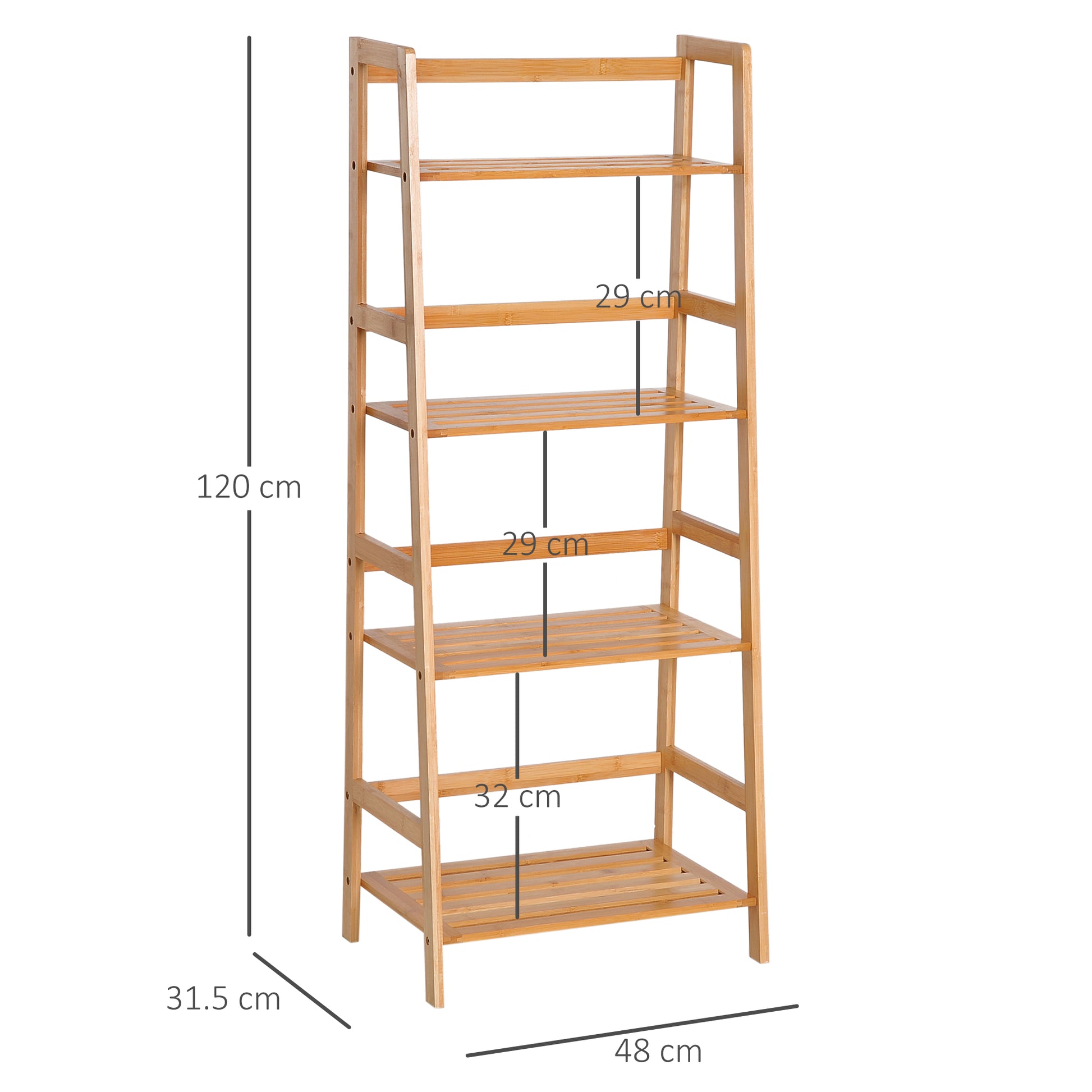 Homcom Four-Tier Bamboo Shelving Unit