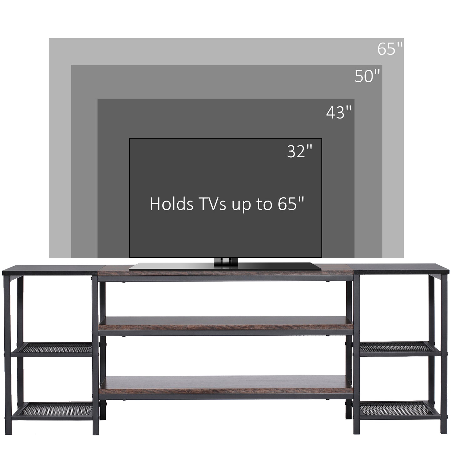 Homcom Industrial-Style Open Shelf TV Stand - Black