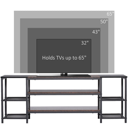 Homcom Industrial-Style Open Shelf TV Stand - Black