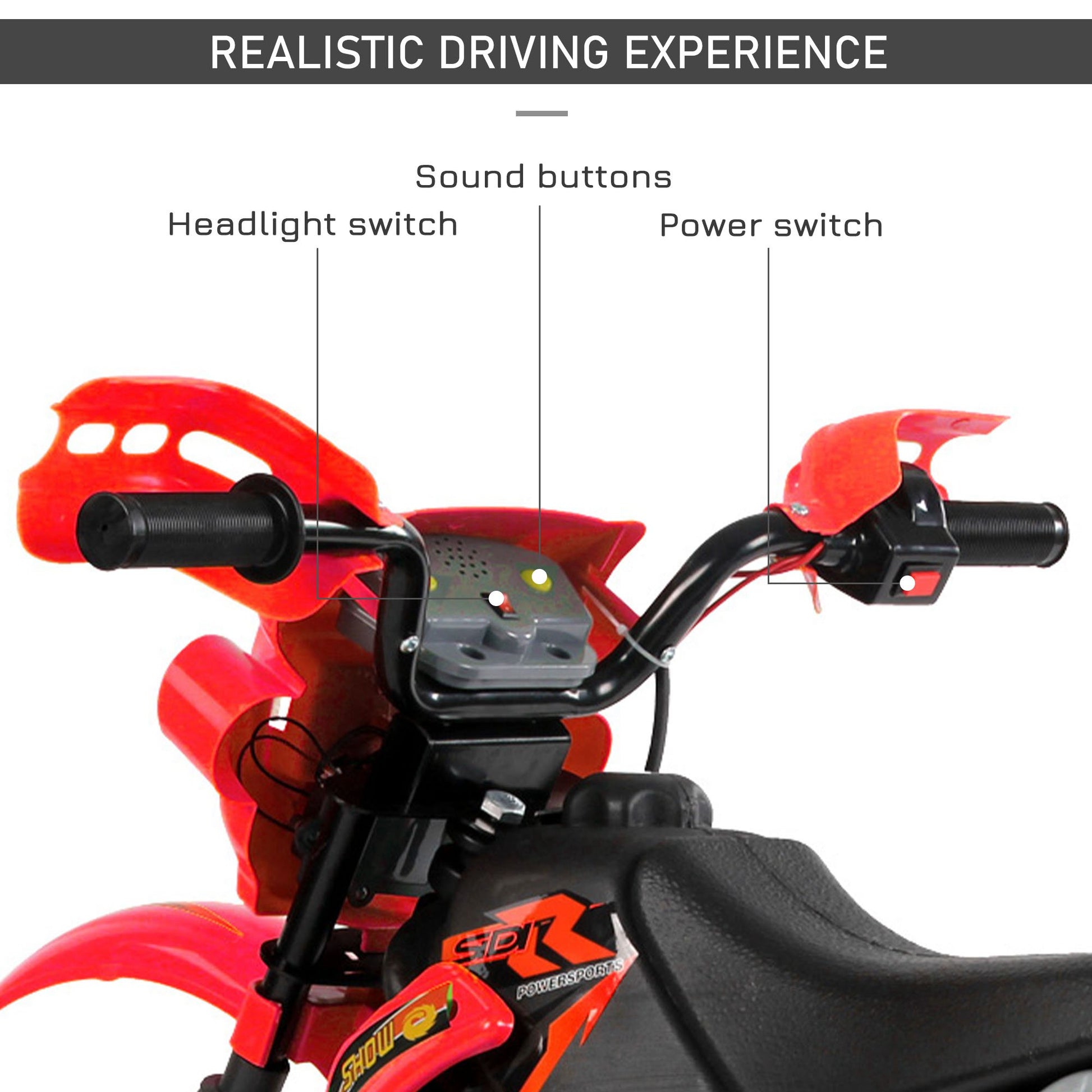 Homcom 6V Children's PP Electric Ride-On Motorbike with Effects Red