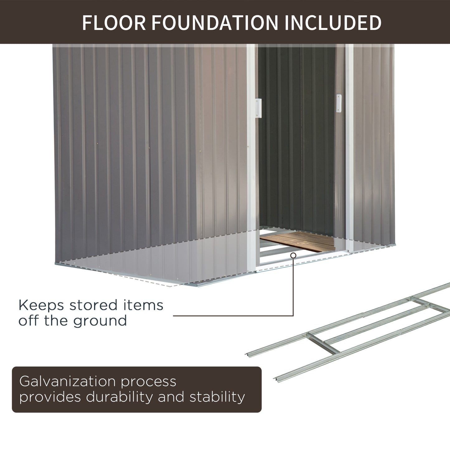 Galvanised 7 x 4' Double Door Reverse Apex Garden Shed Lockable With Ventilation Steel Grey by Steadfast