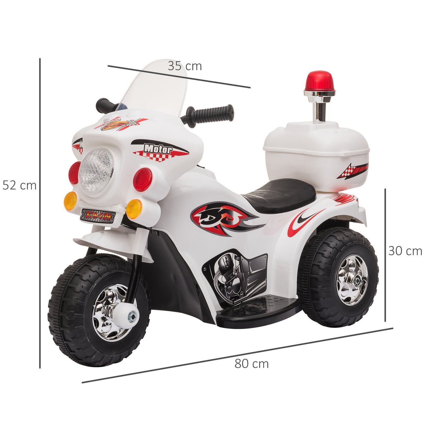 Homcom Toddlers Electric Pp Motorcycle Ride On Trike White