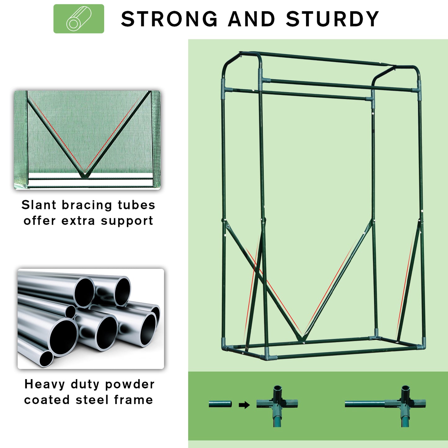 Outsunny Outdoor Pe Greenhouse Steel Frame Plant Cover With Zipper 100L X 50W X 150H cm - Green